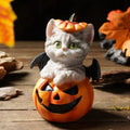 Meow-loween Pumpkin Bat: Creepy-Cute Resin Statue