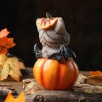 Meow-loween Pumpkin Bat: Creepy-Cute Resin Statue