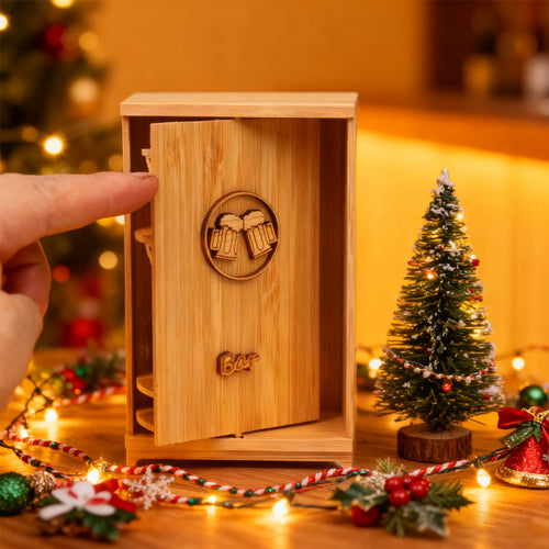 Miniature Natural Teak Wooden Bar