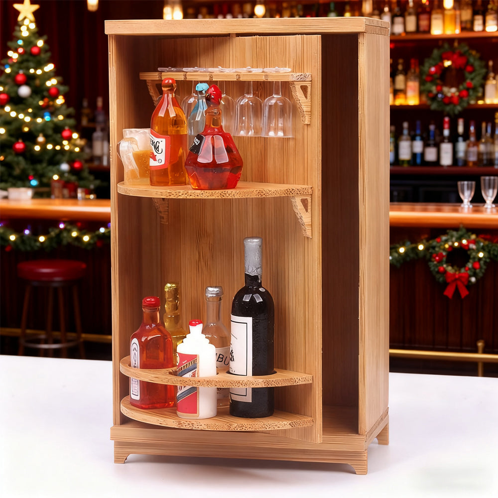 Miniature Natural Teak Wooden Bar