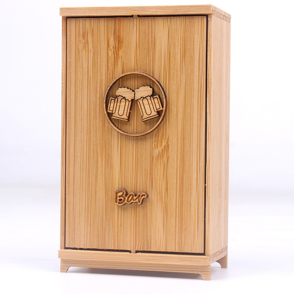 Miniature Natural Teak Wooden Bar