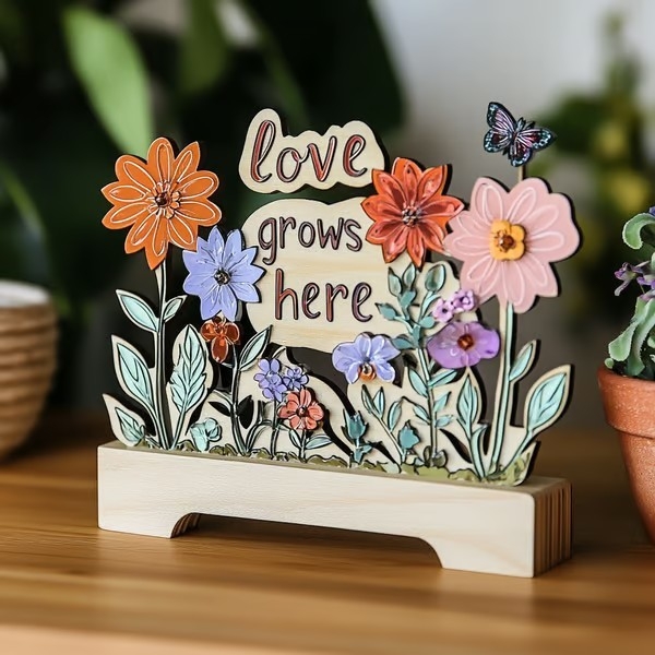 Mom’s Garden – 'Love Grows Here' Wooden Keepsake