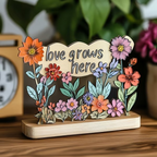 Mom’s Garden – 'Love Grows Here' Wooden Keepsake