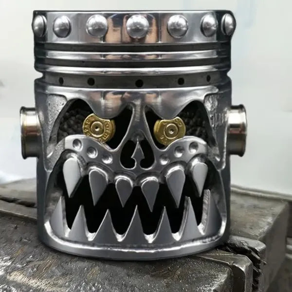Piston Skull Face Sculpture