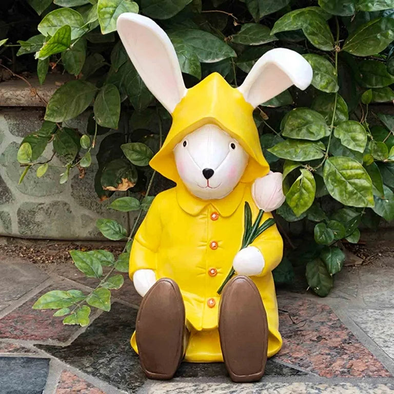 Raincoat Bunny Garden Decoration for easter