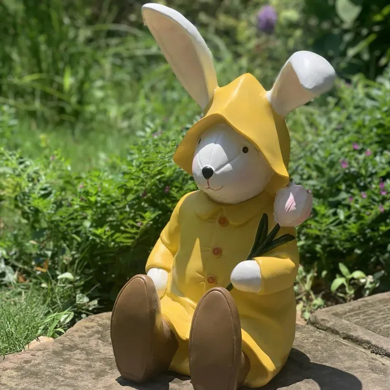 Raincoat Bunny Garden Decoration for easter