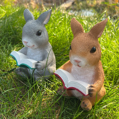 Reading Bunny Outdoor Garden Sculpture