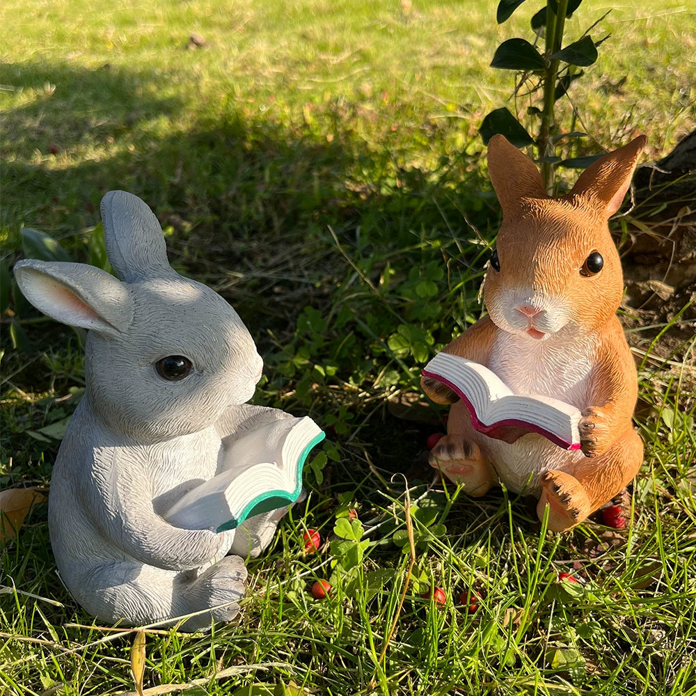 Reading Bunny Outdoor Garden Sculpture