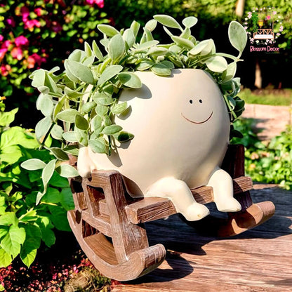 Rocking Chair Flower Pot Resin Patio