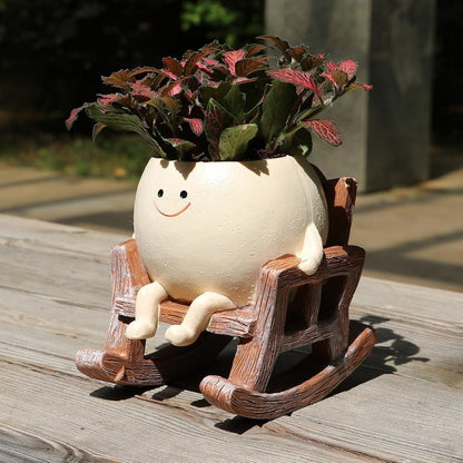 Rocking Chair Flower Pot Resin Patio