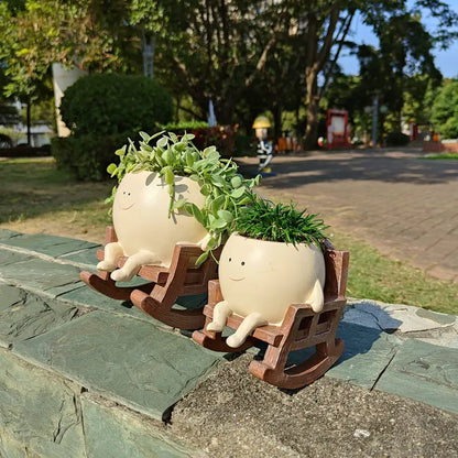 Rocking Chair Flower Pot Resin Patio