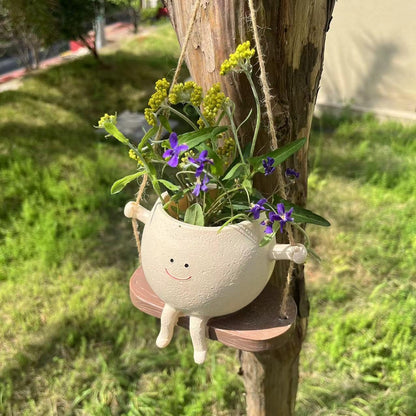 Rocking Chair Flower Pot Resin Patio