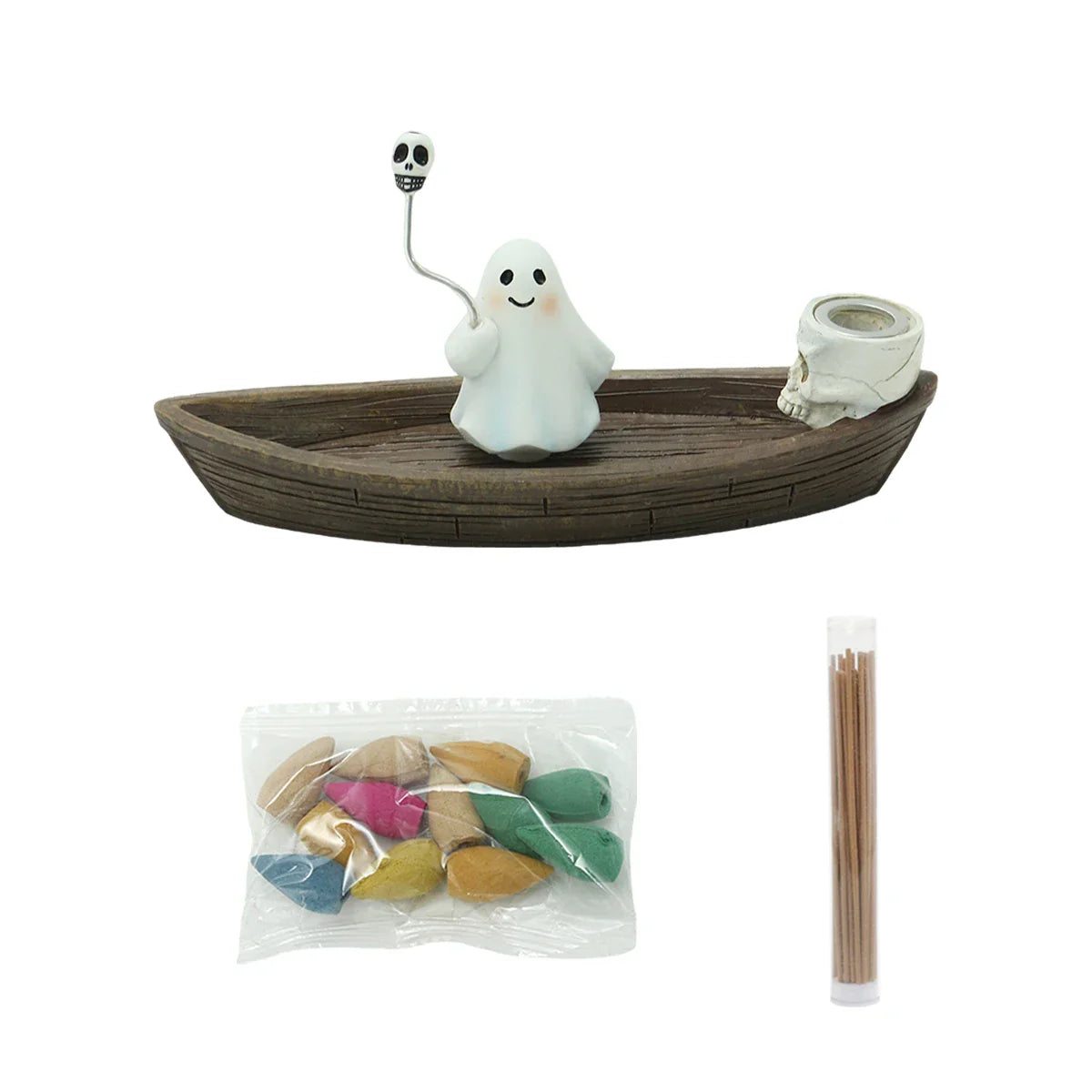 Rotating Ghost Skeleton Boat Aromatherapy Stand