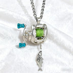 Rotating Mini Fishing Reel Necklace