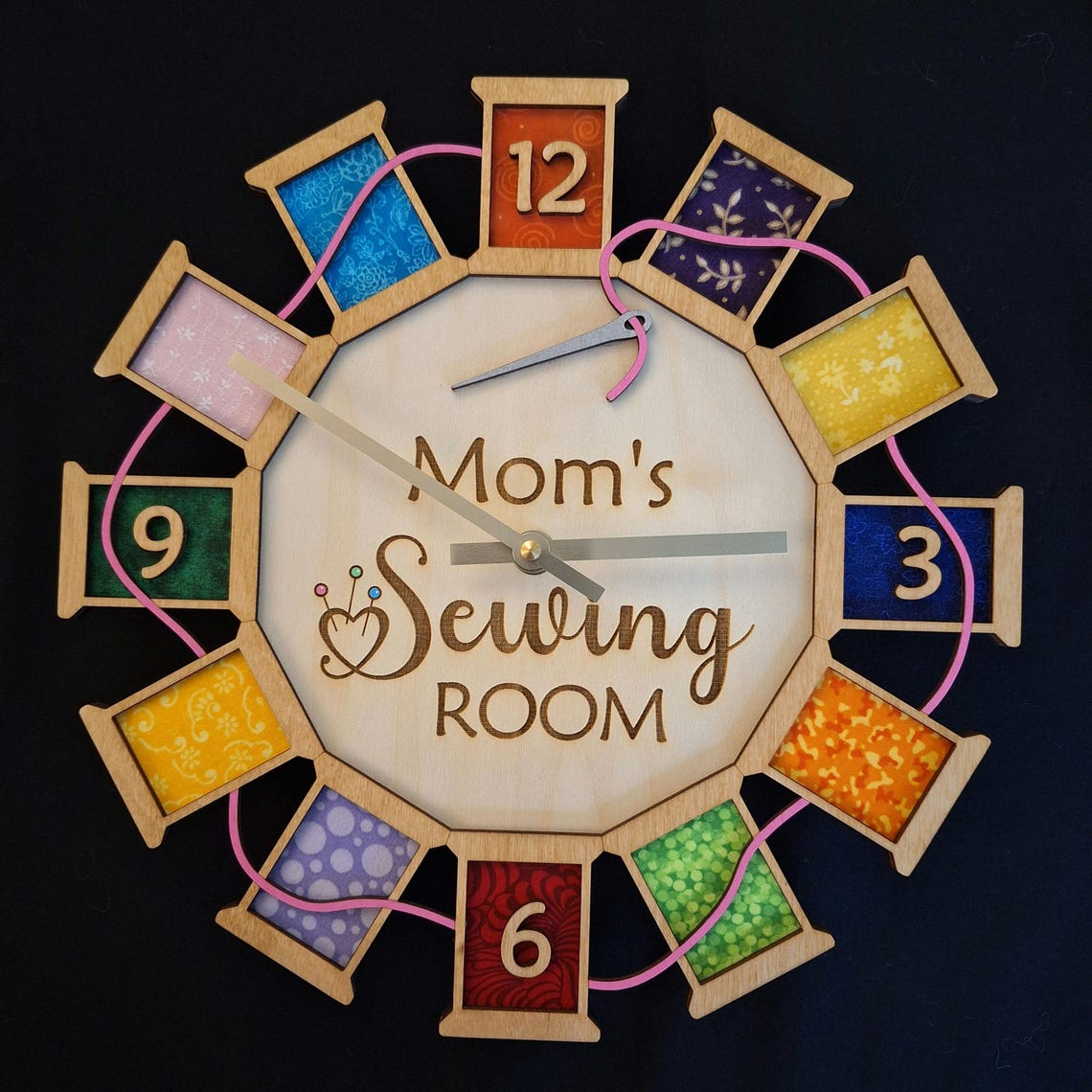 Sew Many Fabrics Wall Clock