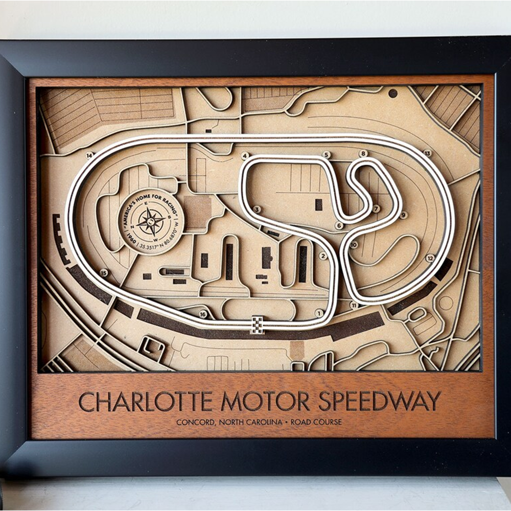 Speedway 3D Wood Track Map Wall