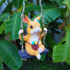 Swing Cute Resin Rabbit Outdoor Garden Sculpture