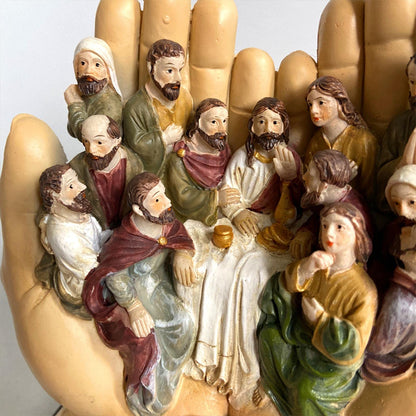 The Last Supper Jesus and 12 Disciples Figures Palms Christian Religious Resin Statues