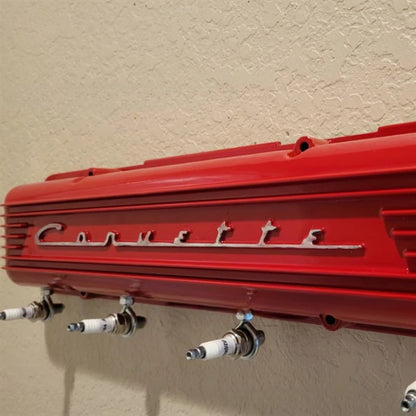 Reused Vintage Chevrolet Corvette Script Red Valve Cover Rack Man cave