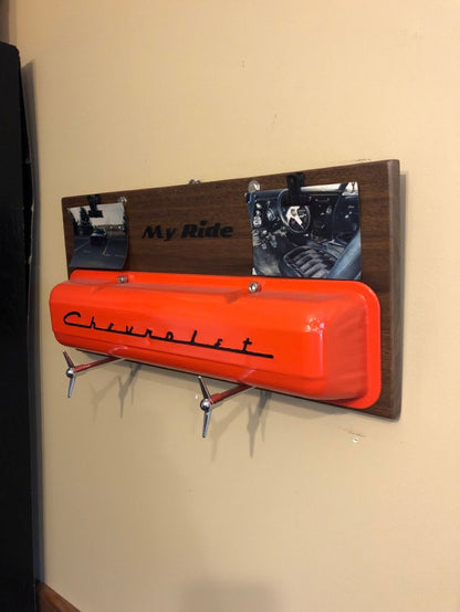 Reused Vintage Chevrolet Corvette Script Red Valve Cover Rack Man cave