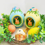 Vintage Easter Bunny Wreath Egg Sculpture