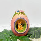 Vintage Easter Bunny Wreath Egg Sculpture