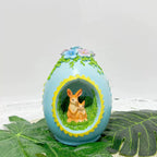 Vintage Easter Bunny Wreath Egg Sculpture