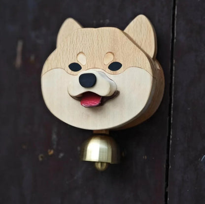 Wooden Shiba Inu Wind Chime Doorbell