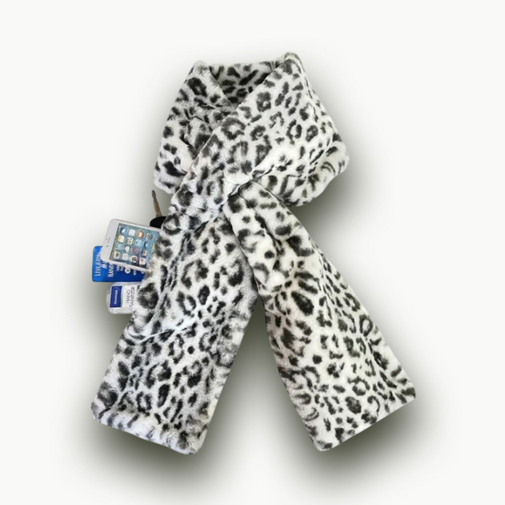 Faux Fur Scarf With Hidden Zipper Pocket